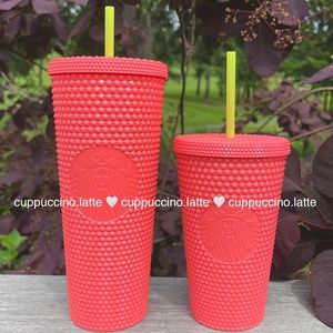 💗NEW SET✨Starbucks ‘Dragonfruit’ Coral Studded Bling Venti & Grande Tumblers
